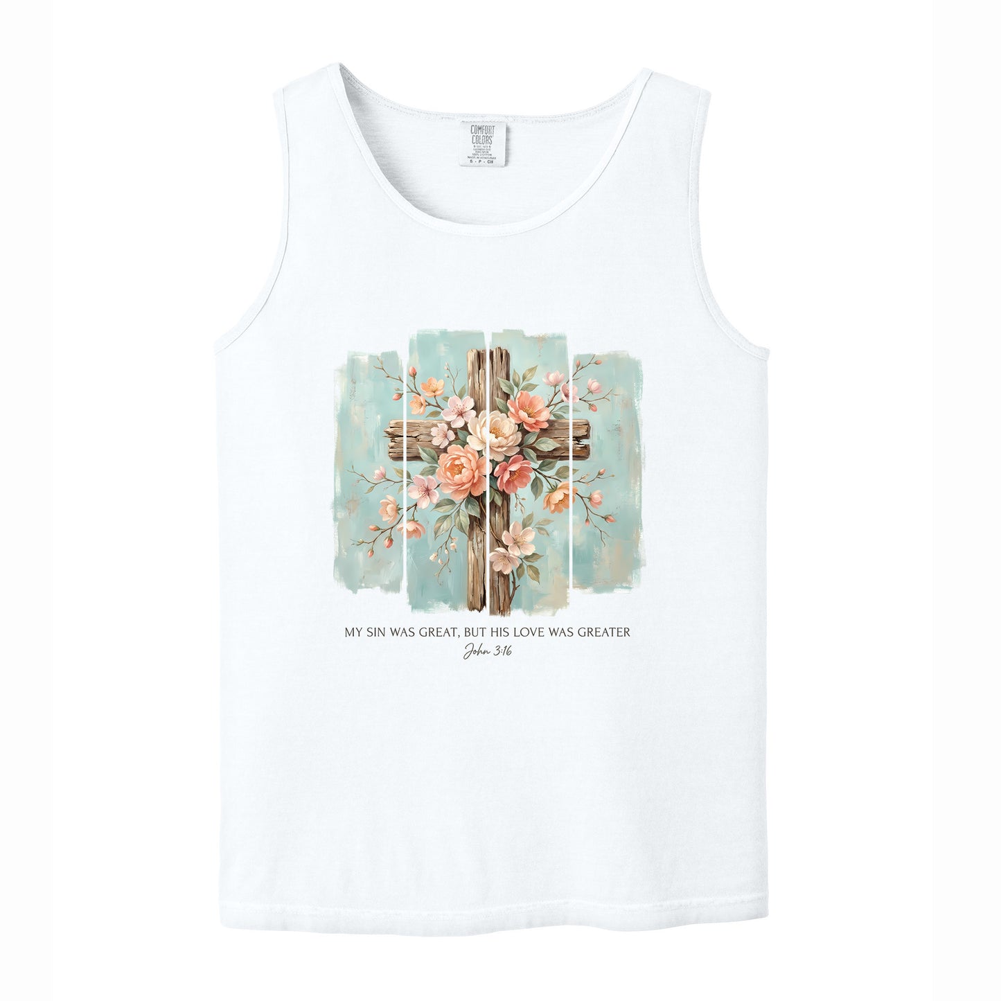 Floral Cross Christian Comfort Colors T Shirt