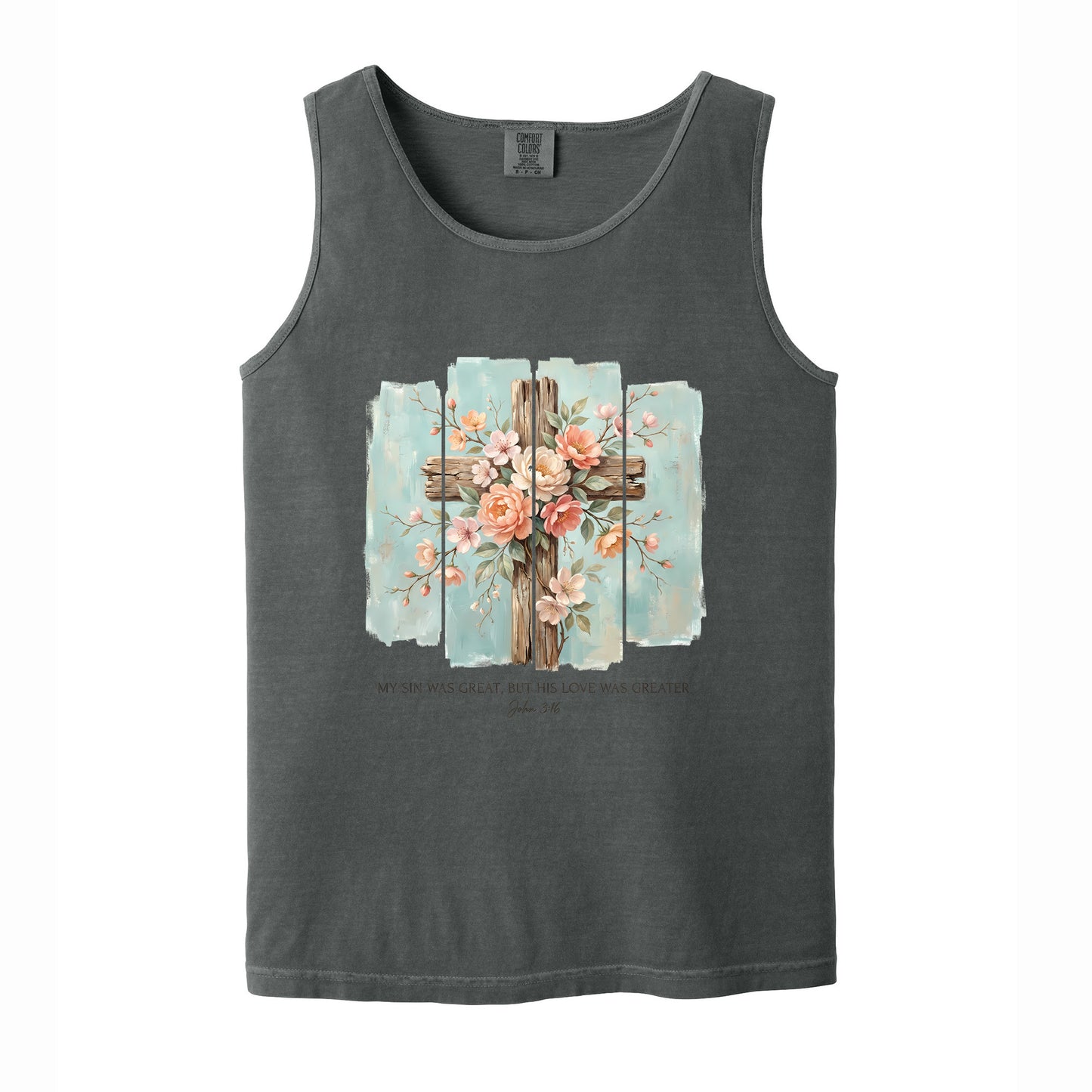 Floral Cross Christian Comfort Colors T Shirt
