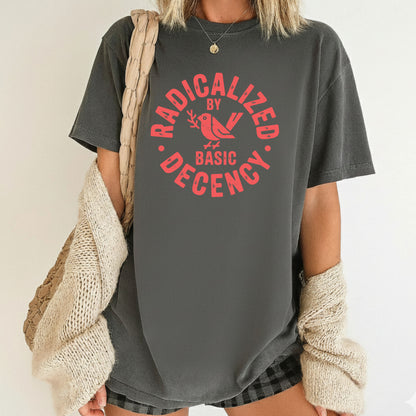 Radicalized by Basic Decency Comfort Colors T Shirts Activist Sweatshirt Social Justice Tees For Women Human Rights Sweater