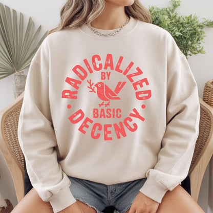 Radicalized by Basic Decency Comfort Colors T Shirts Activist Sweatshirt Social Justice Tees For Women Human Rights Sweater
