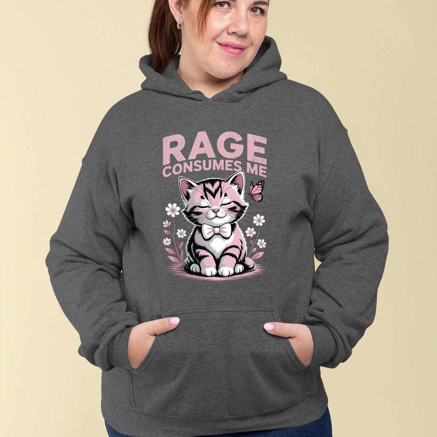 Rage Consumes Me DTF Transfer Ready to Press, Funny Kitten Cat Heat Transfer For Shirt, Mental Health Sarcastic UV Sticker Prints