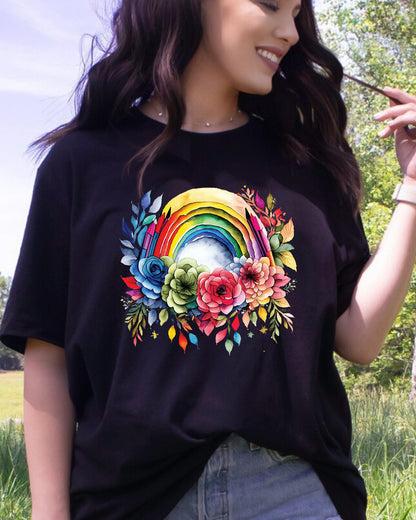 Rainbow and Flowers Pencils DTF Transfer