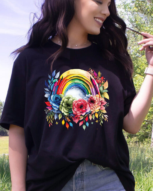 Rainbow and Flowers Pencils DTF Transfer