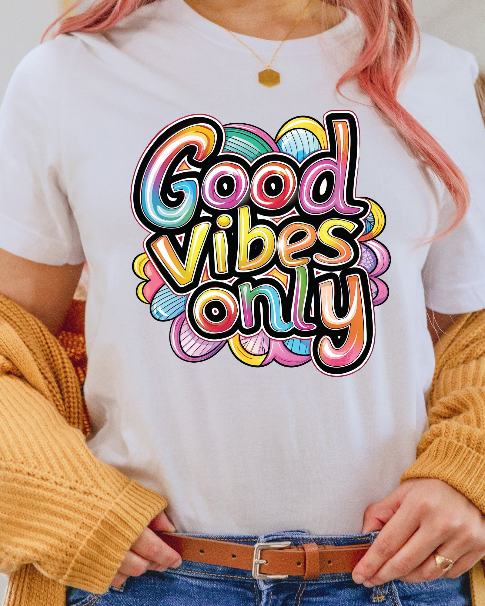 Rainbow Good Vibes Only DTF Transfer