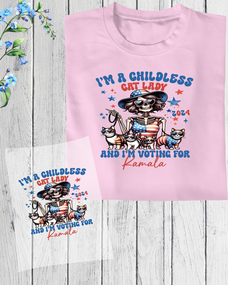 Childless Cat Lady Vote For Kamala DTF Transfer Film