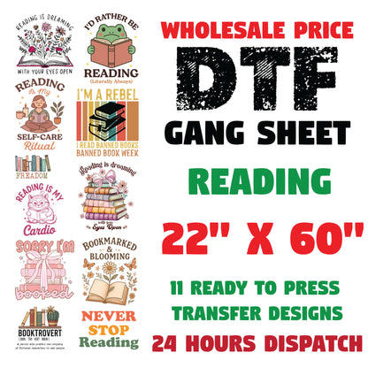 Reading Book DTF Transfer Premade Gang sheet