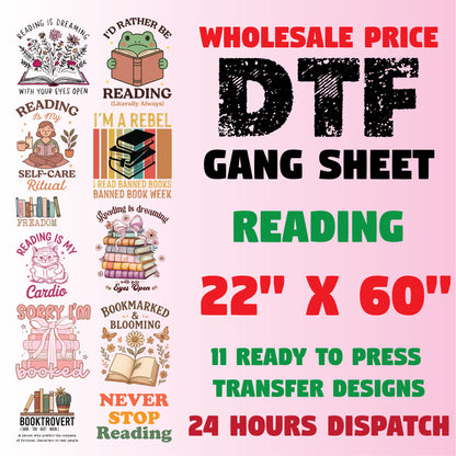 Reading Book DTF Transfer Premade Gang sheet