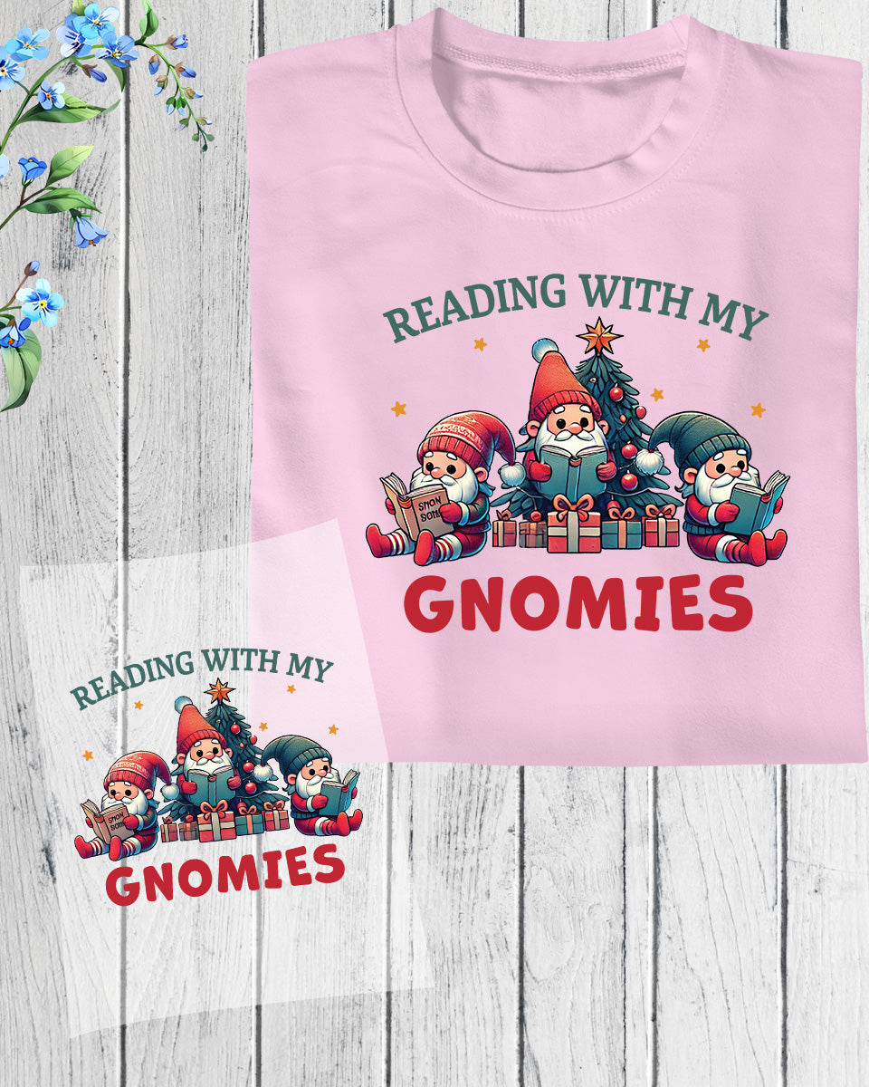 Reading With My Gnomes Christmas DTF Transfer Film