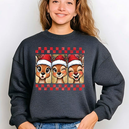 Reindeer Christmas Brushstroke Tree DTF Transfer, Holiday Heat Press Design, Xmas Shirt Print, UV DTF Sticker, Christmas Gift Idea