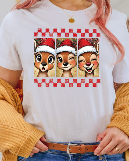 Reindeer Christmas Brushstroke Tree DTF Transfer, Holiday Heat Press Design, Xmas Shirt Print, UV DTF Sticker, Christmas Gift Idea