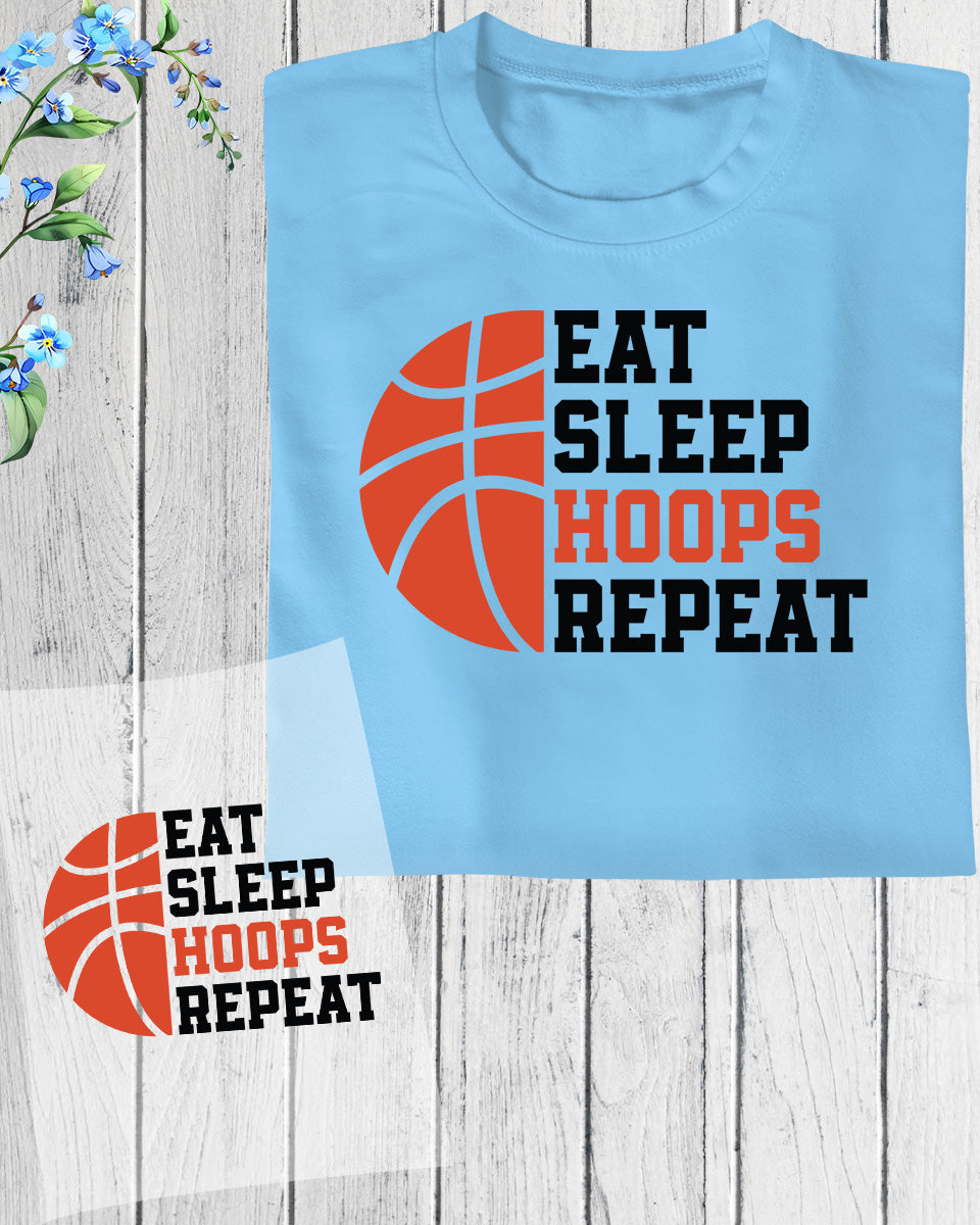 Eat Sleep Hoops Repeat DTF Transfer Film