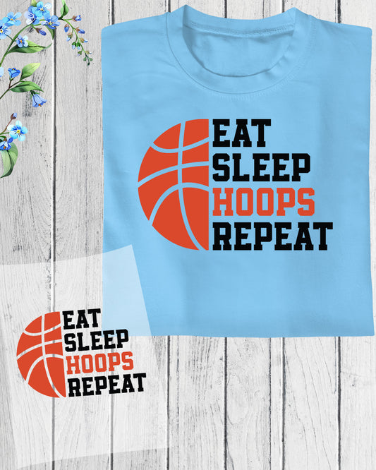 Eat Sleep Hoops Repeat DTF Transfer Film