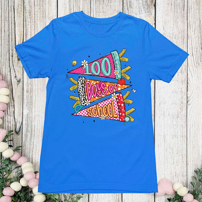 Retro 100 Days of School T Shirt Preppy 100 Days of School Shirt for Kids Girls Boys Women Men Classroom Celebration Tee