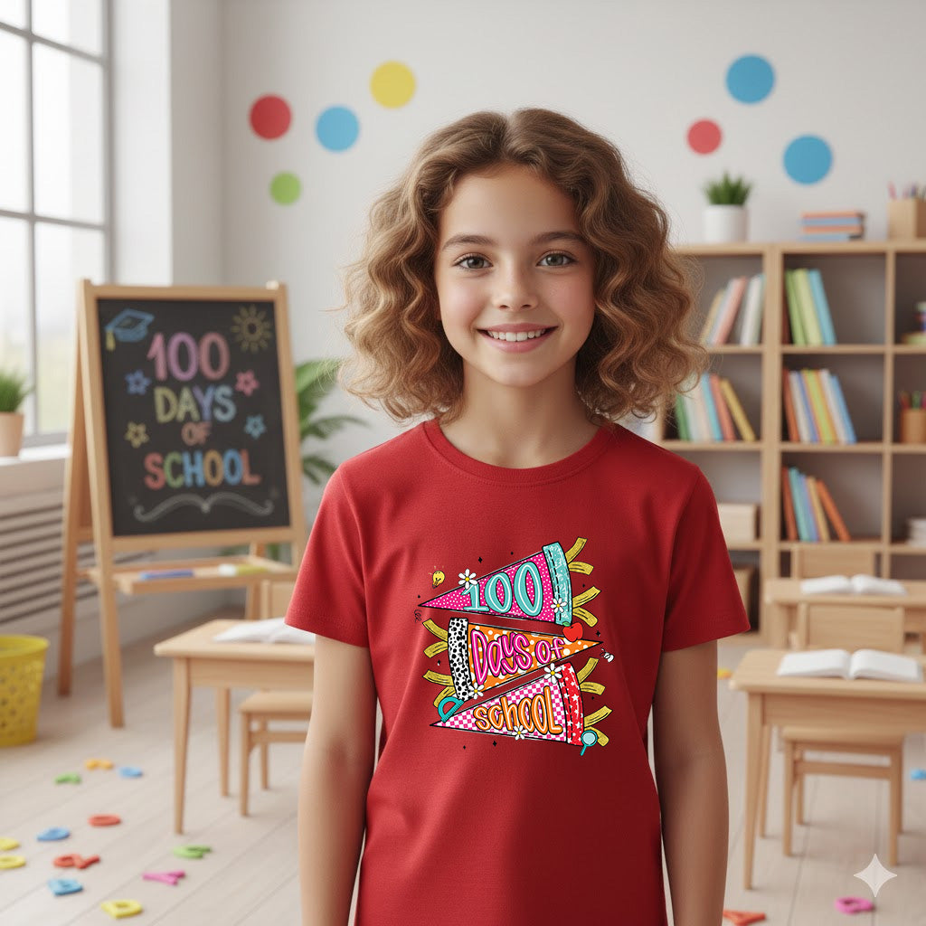 Retro 100 Days of School T Shirt Preppy 100 Days of School Shirt for Kids Girls Boys Women Men Classroom Celebration Tee