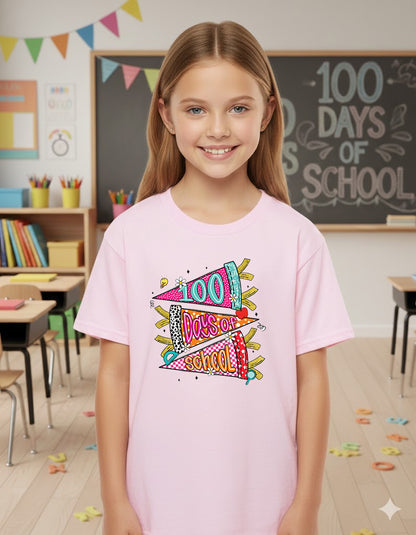 Retro 100 Days of School T Shirt Preppy 100 Days of School Shirt for Kids Girls Boys Women Men Classroom Celebration Tee