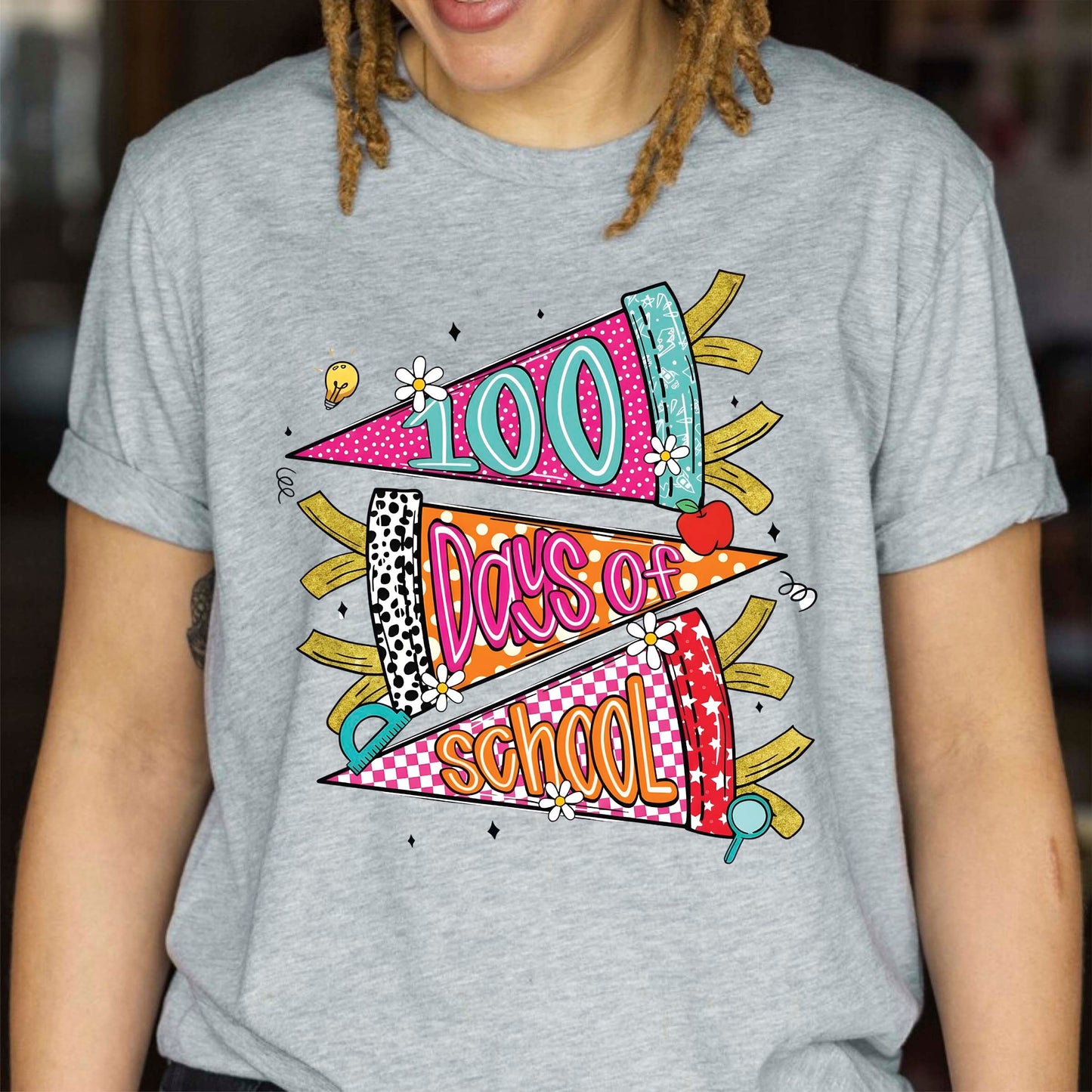Retro 100 Days of School T Shirt Preppy 100 Days of School Shirt for Kids Girls Boys Women Men Classroom Celebration Tee