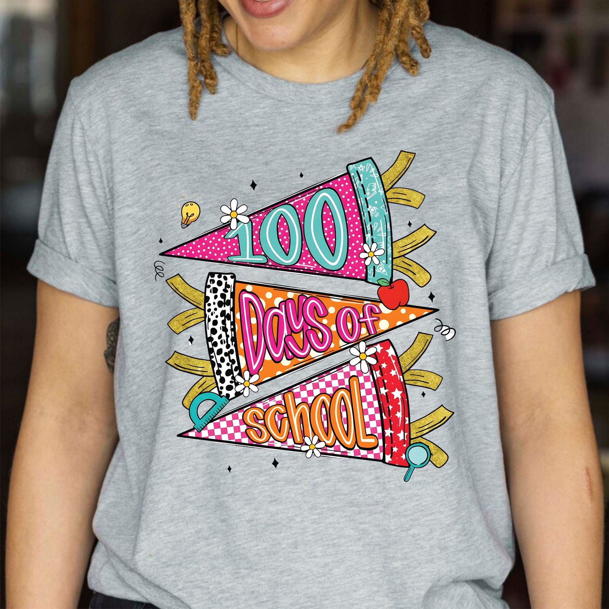 Retro 100 Days of School T Shirt Preppy 100 Days of School Shirt for Kids Girls Boys Women Men Classroom Celebration Tee