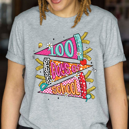 Retro 100 Days of School T Shirt Preppy 100 Days of School Shirt for Kids Girls Boys Women Men Classroom Celebration Tee