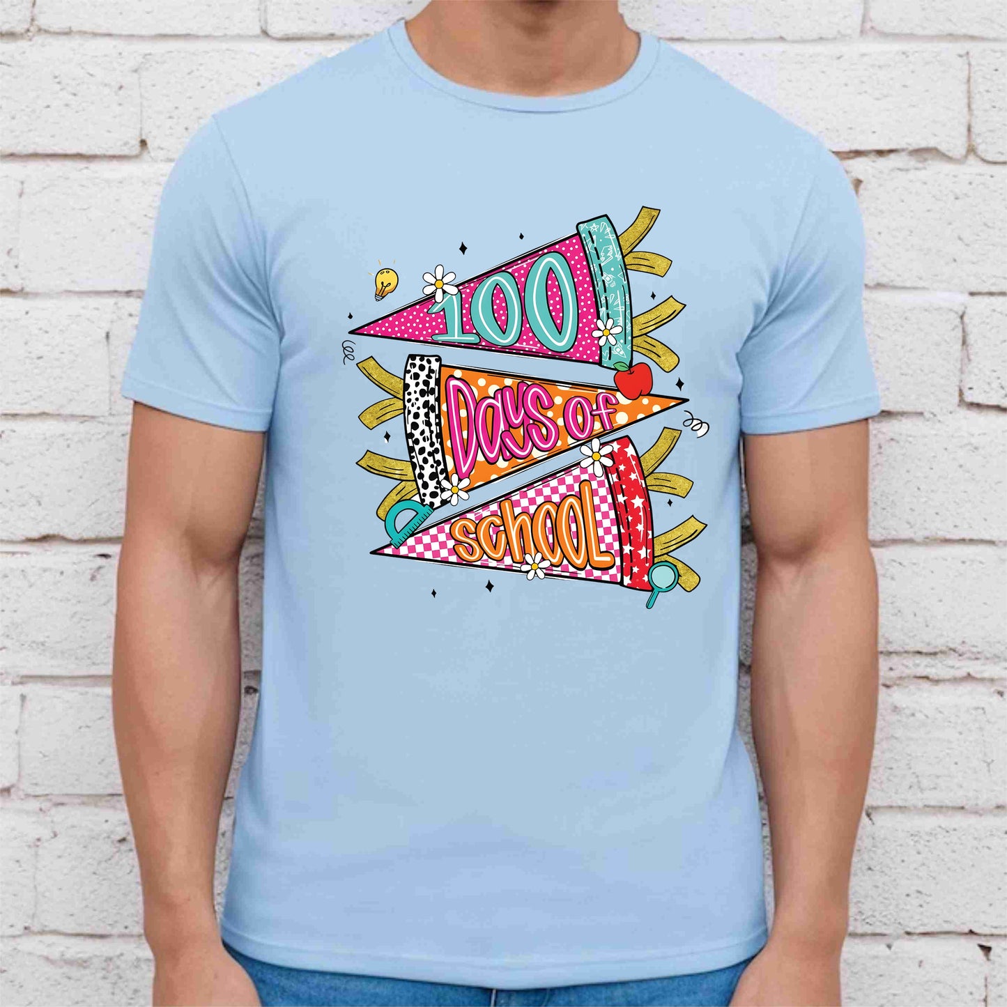 Retro 100 Days of School T Shirt Preppy 100 Days of School Shirt for Kids Girls Boys Women Men Classroom Celebration Tee
