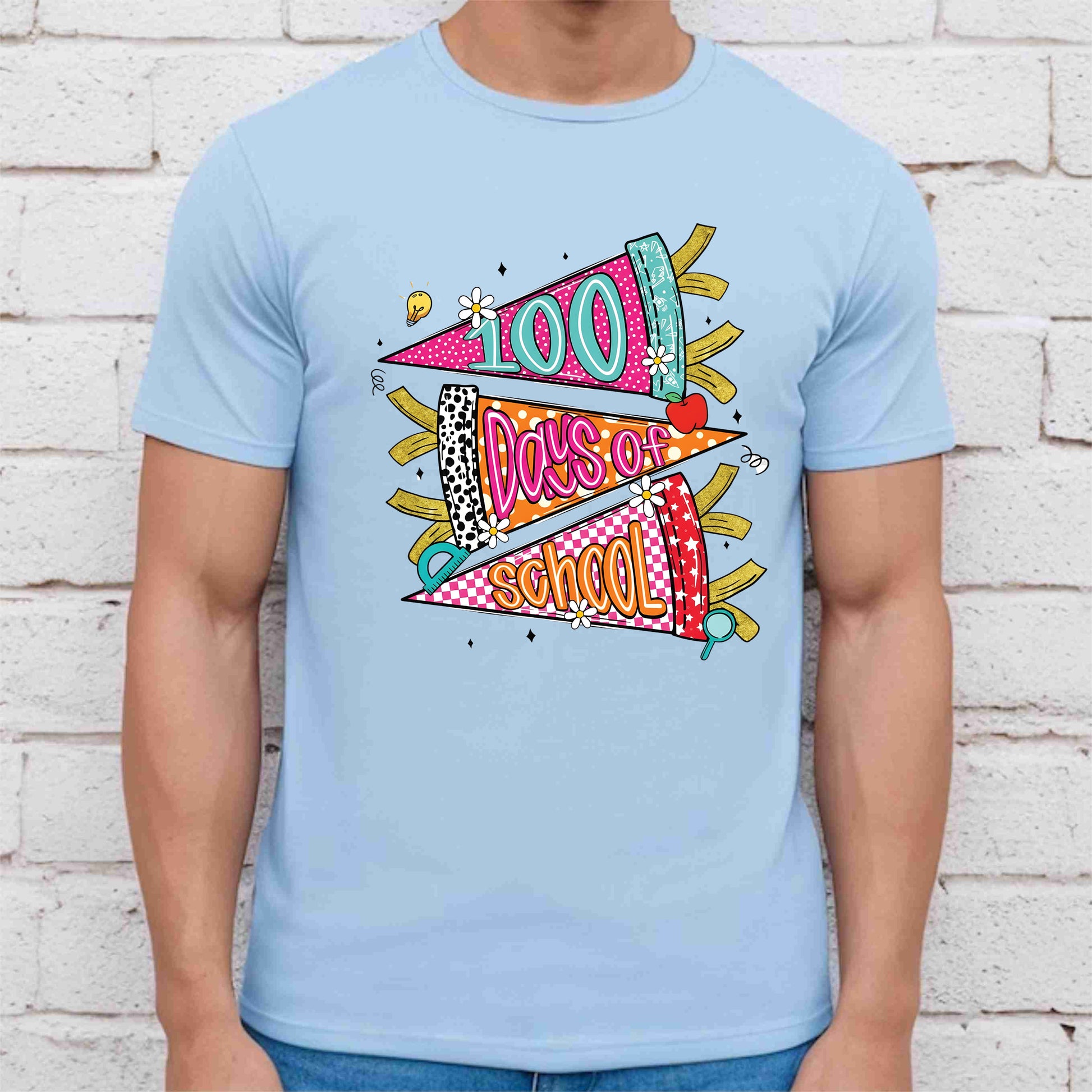 Retro 100 Days of School T Shirt Preppy 100 Days of School Shirt for Kids Girls Boys Women Men Classroom Celebration Tee