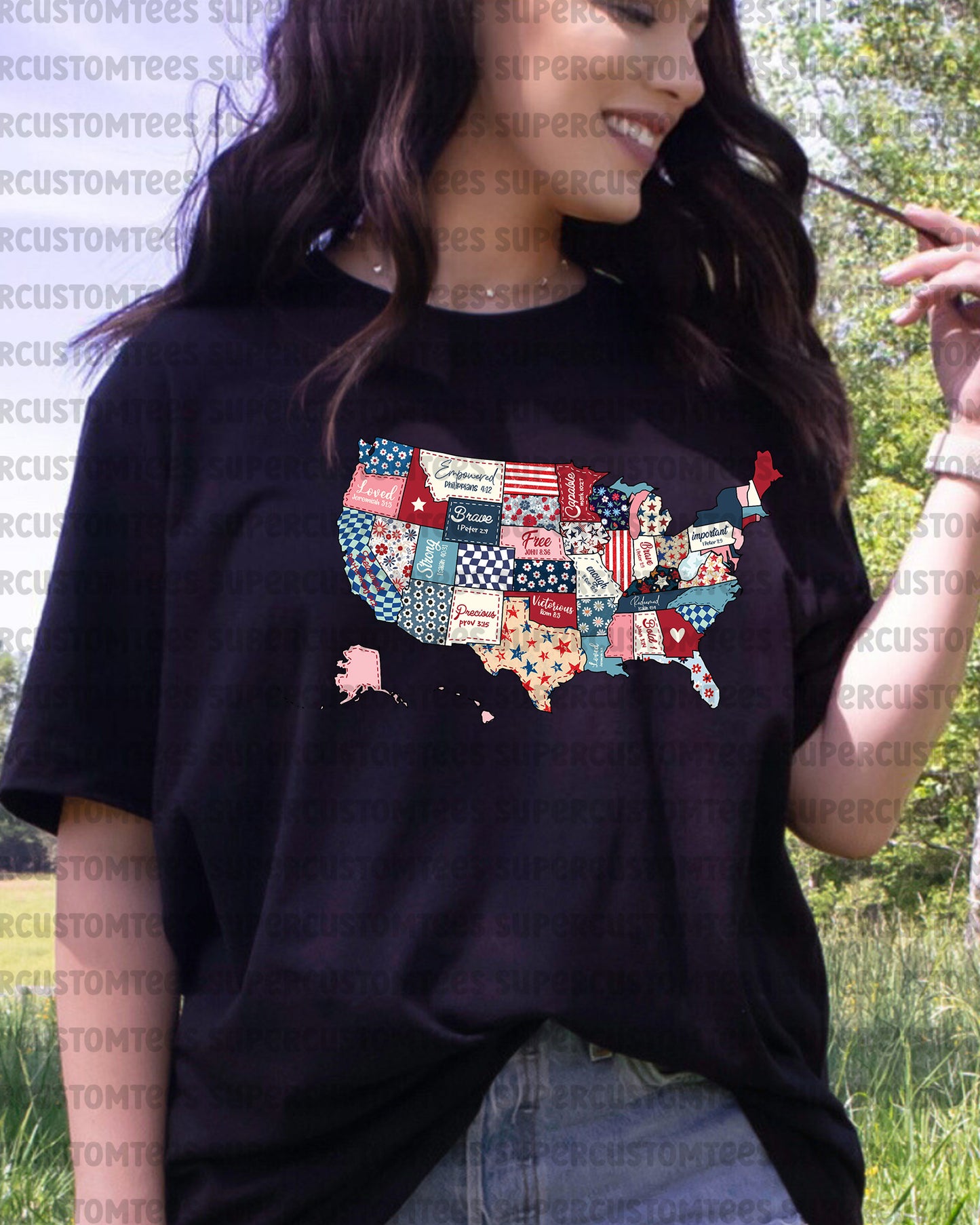 Retro America USA Map DTF Transfer