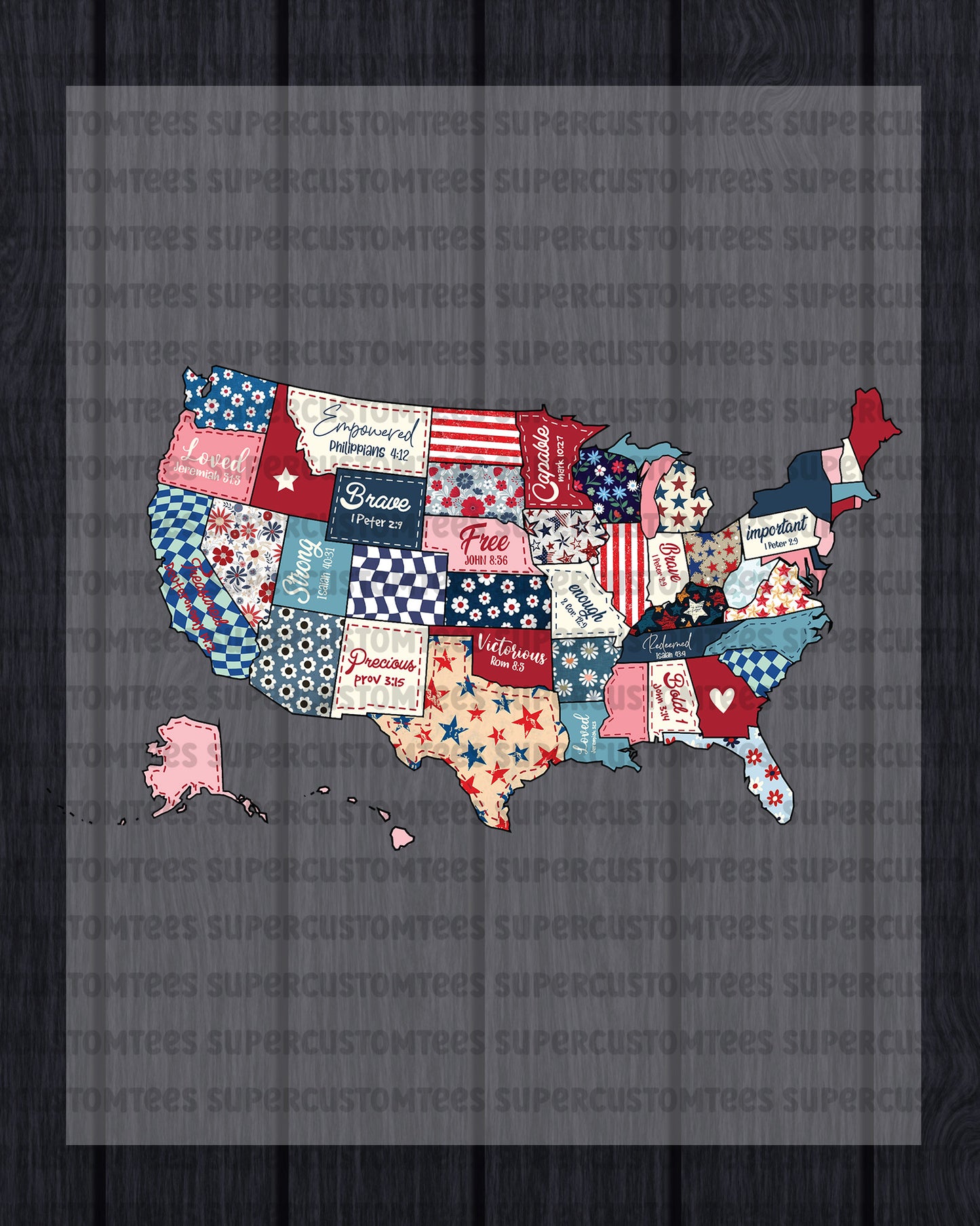 Retro America USA Map DTF Transfer