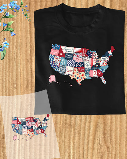 Retro America USA Map DTF Transfer