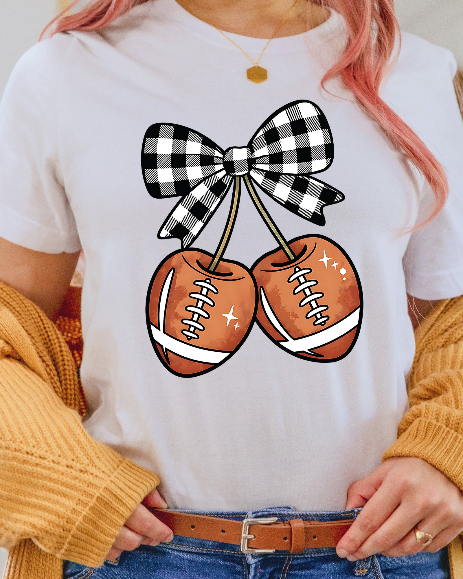 Retro Cherry Football Coquette Bow DTF Transfer