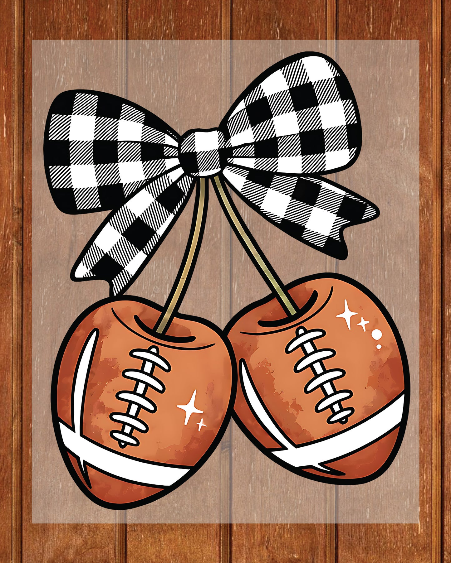 Retro Cherry Football Coquette Bow DTF Transfer