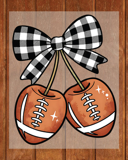 Retro Cherry Football Coquette Bow DTF Transfer