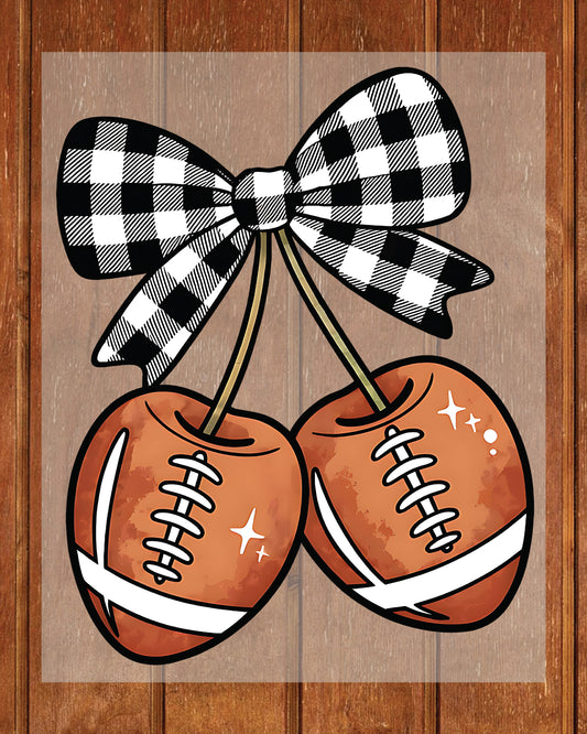 Retro Cherry Football Coquette Bow DTF Transfer