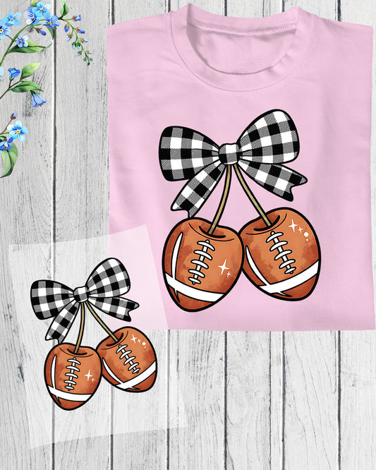 Retro Cherry Football Coquette Bow DTF Transfer