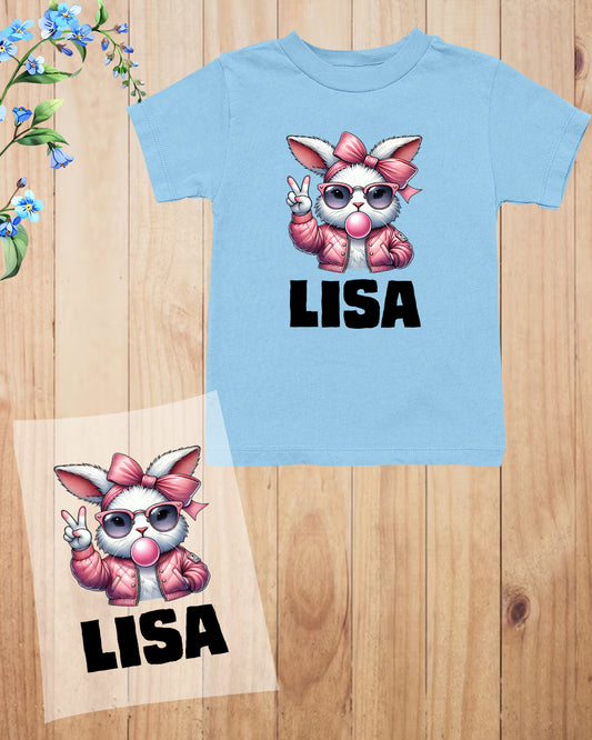 Retro Easter Bunny Blowing Bubble Custom DTF Transfer