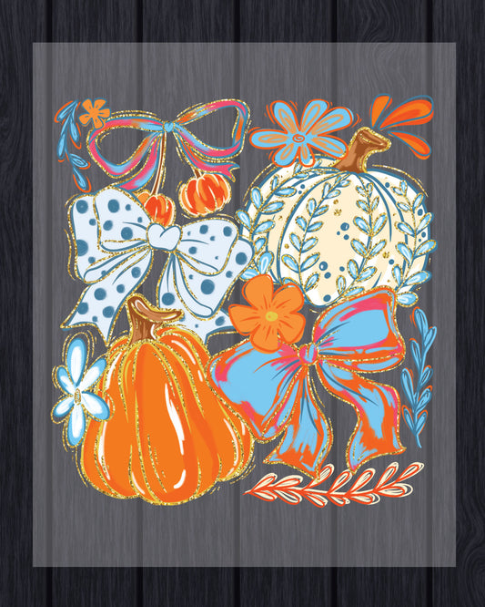Retro Floral Glitter Thanksgiving DTF Transfer