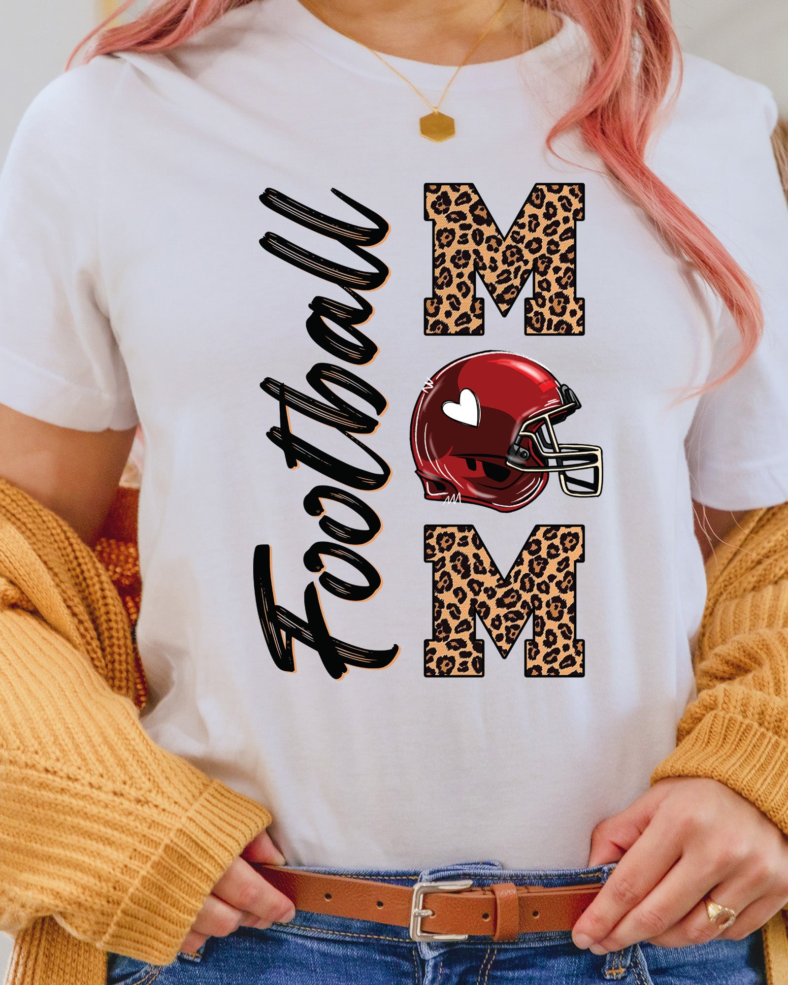 Retro Leopard Football Mom DTF Transfer