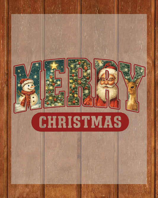 Retro Merry Christmas DTF Transfer