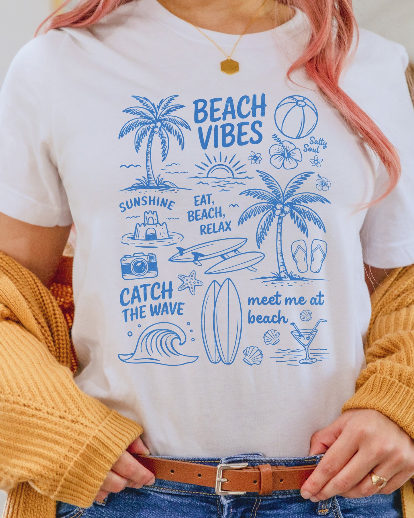 Retro Summer Beach Doodles DTF Transfer