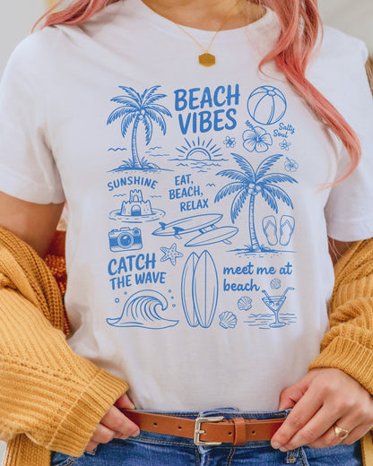 Retro Summer Beach Doodles DTF Transfer