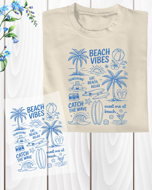 Retro Summer Beach Doodles DTF Transfer