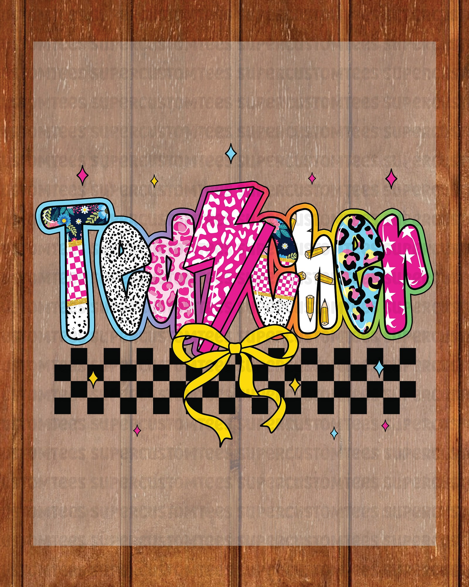 Retro Teacher DTF Transfer Ready to Press