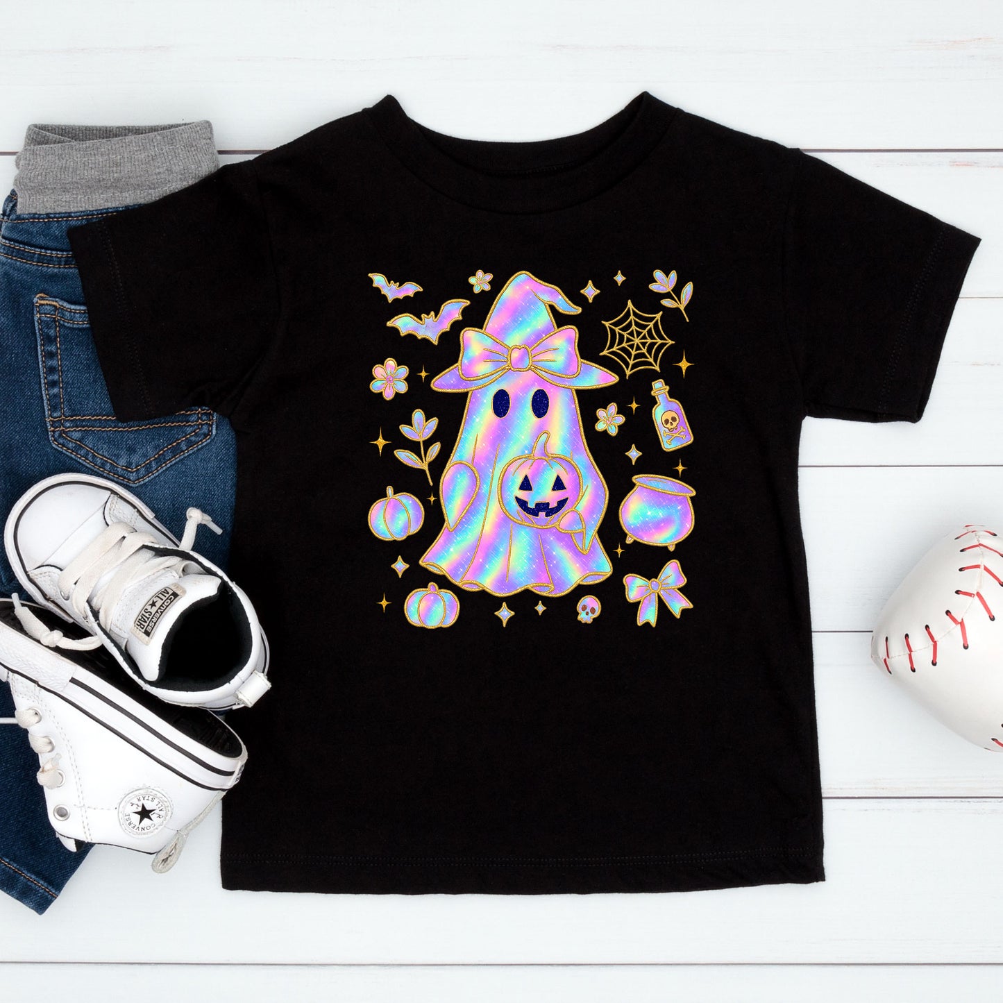 Iridescent  Shirt Halloween Ghost Tees