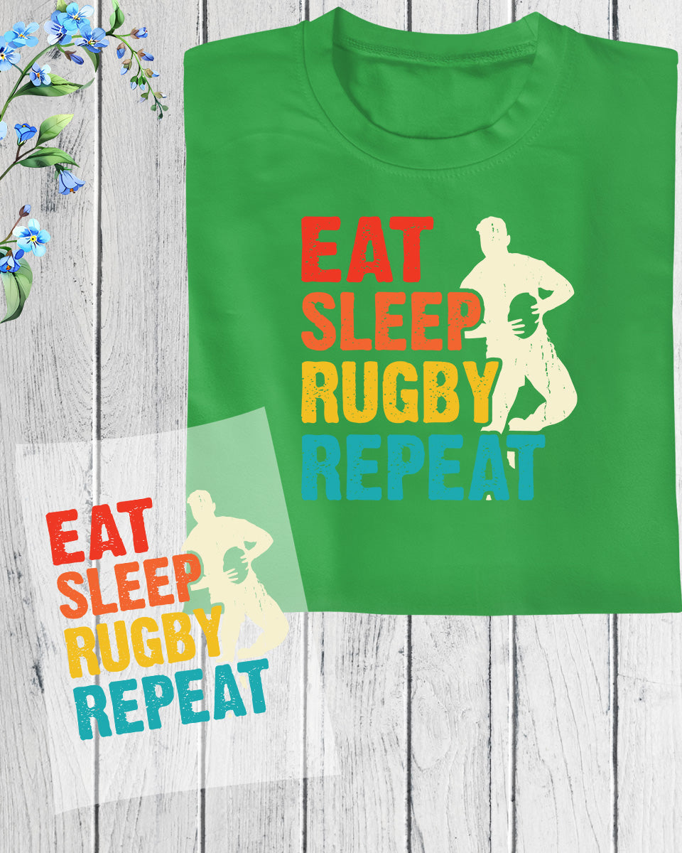 Eat sleep Rugby Repeat Gift DTF Transfer Film