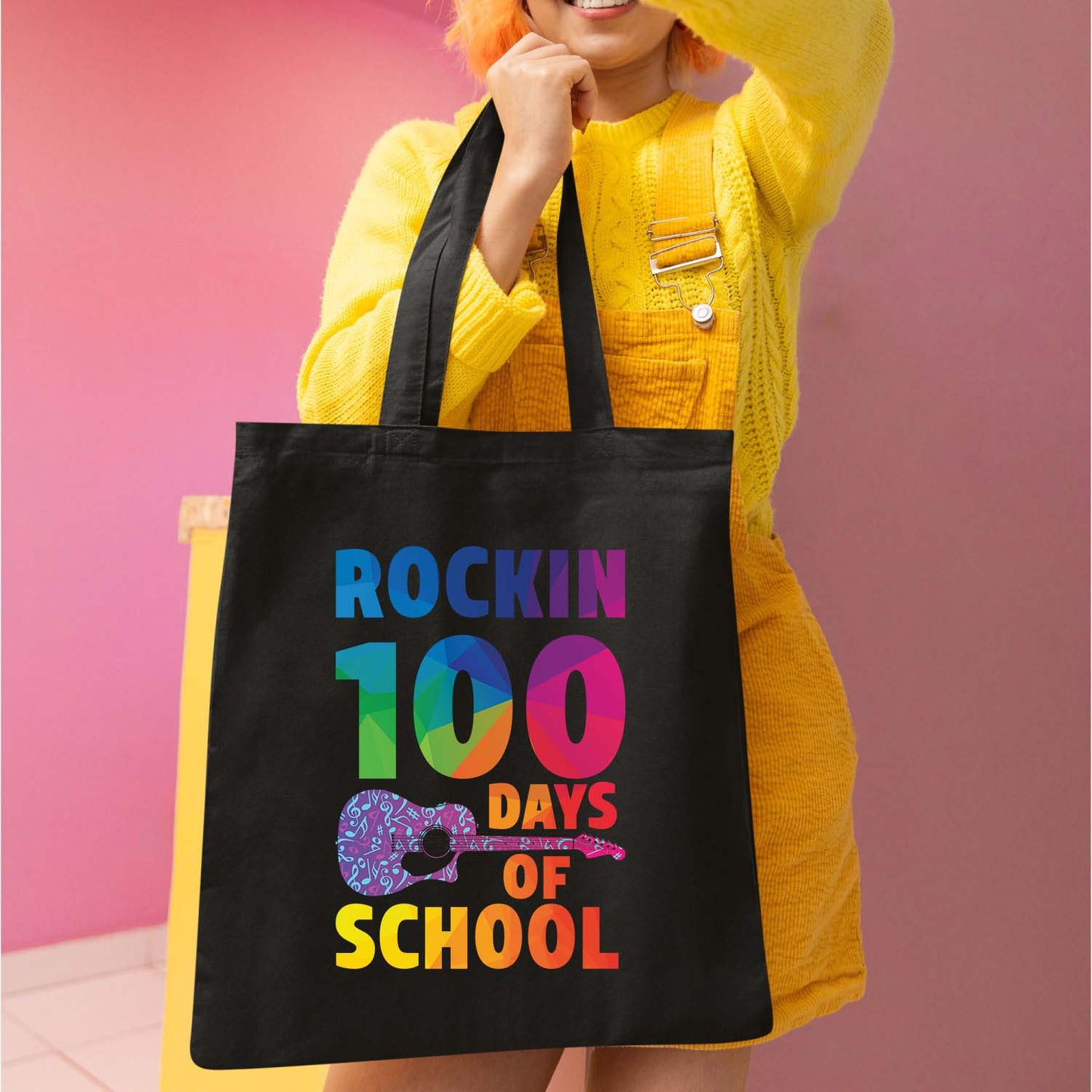 Rockin 100 Days of School Music Teacher DTF Transfer, Ready to Press Heat Transfer for Shirts, Fun 100 Days of School Teacher Design, UV Sticker