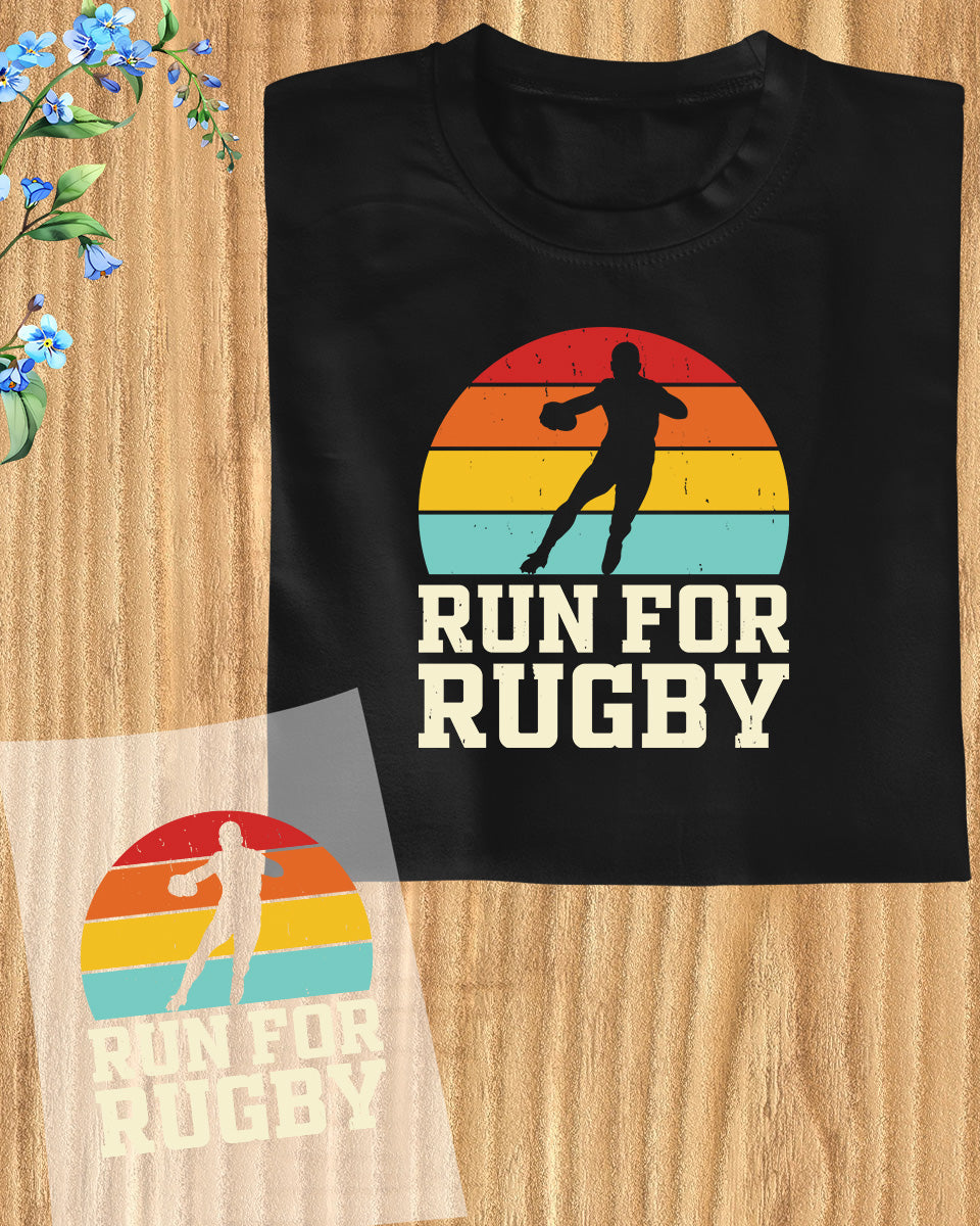 Run For Rugby Funny DTF Transfer Sheets