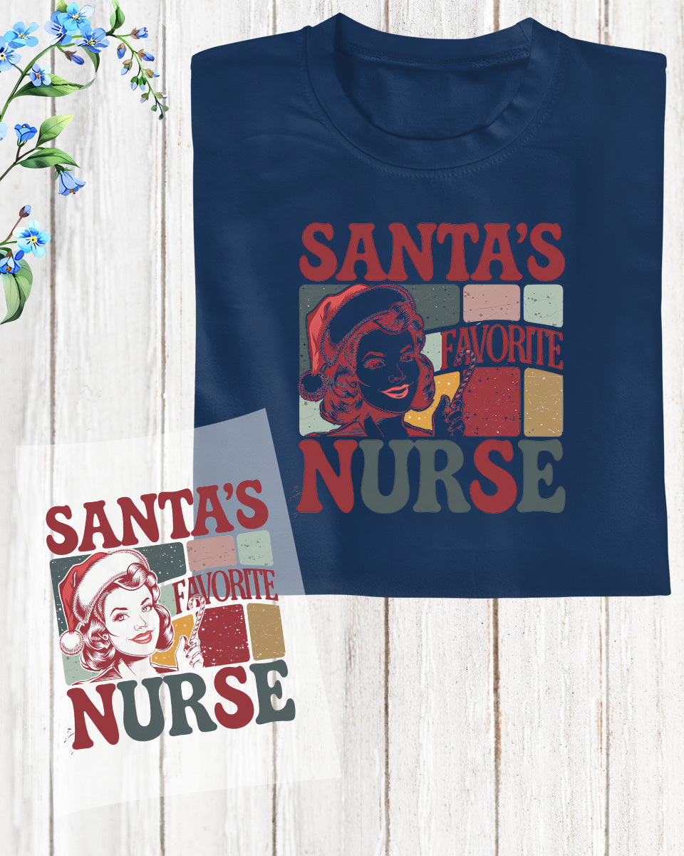 Santa's Favorite Nurse Trendy DTF Transfer Film