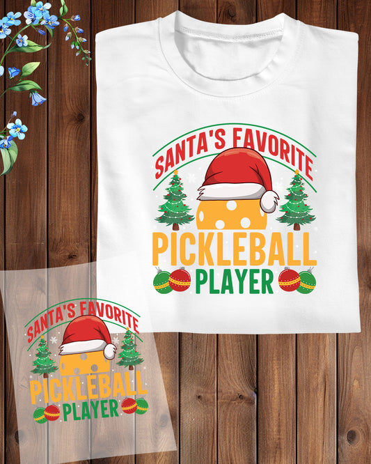 Santa's Favorite Pickleball Player Christmas DTF Transfer Film