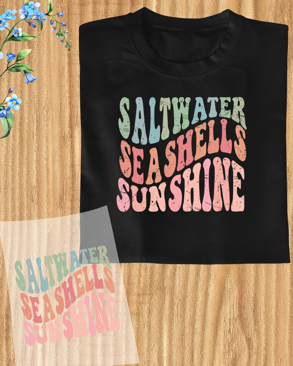Salty Water Sea Shells Sunshine DTF Transfer Film