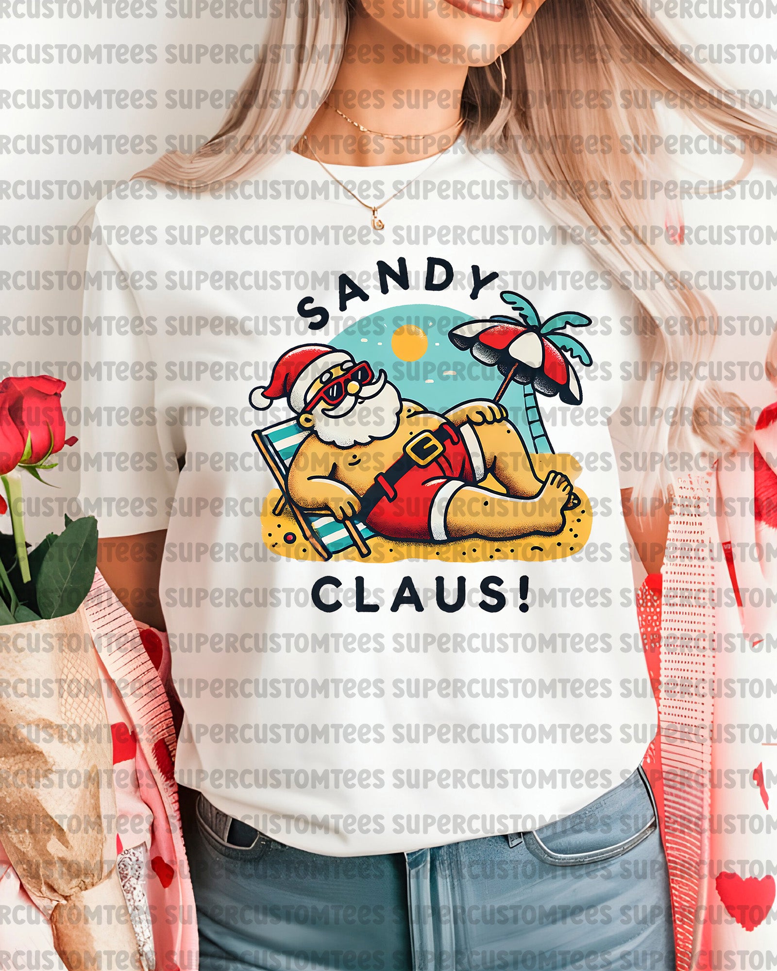 Sandy Claus Xmas in July DTF Transfer
