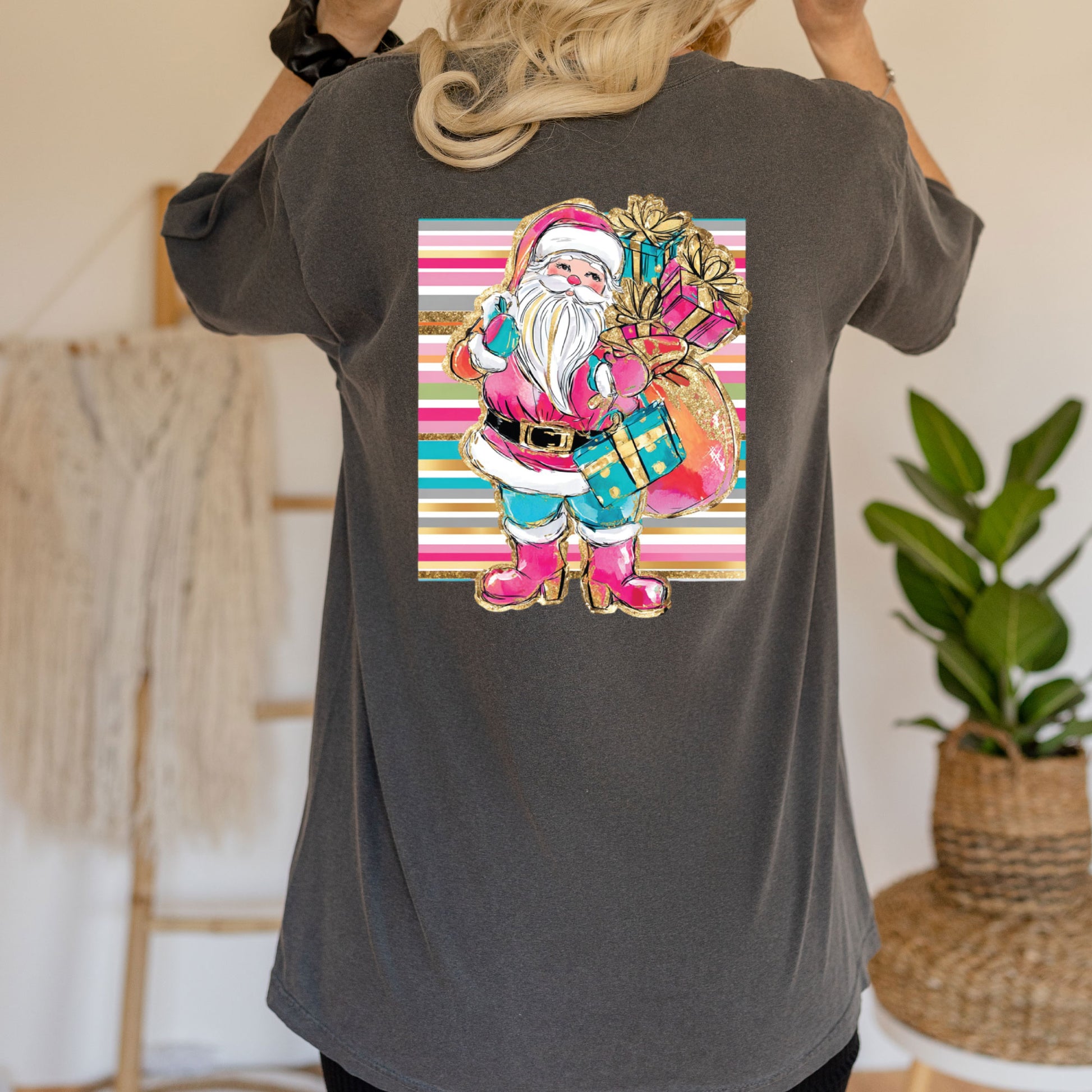 Santa Character Glitter DTF Transfer