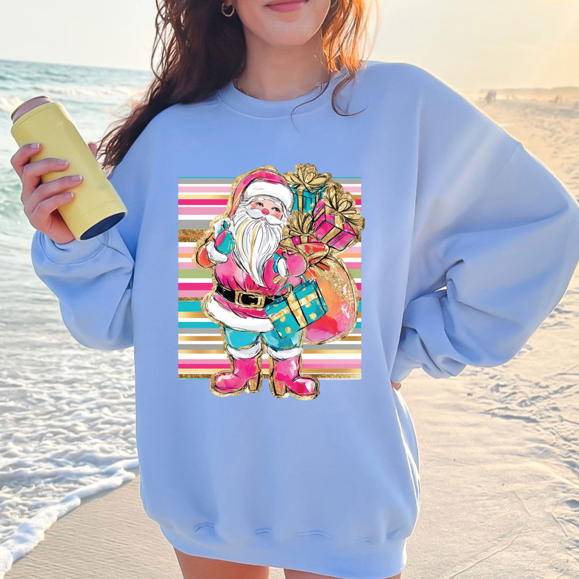 Santa Character Glitter DTF Transfer